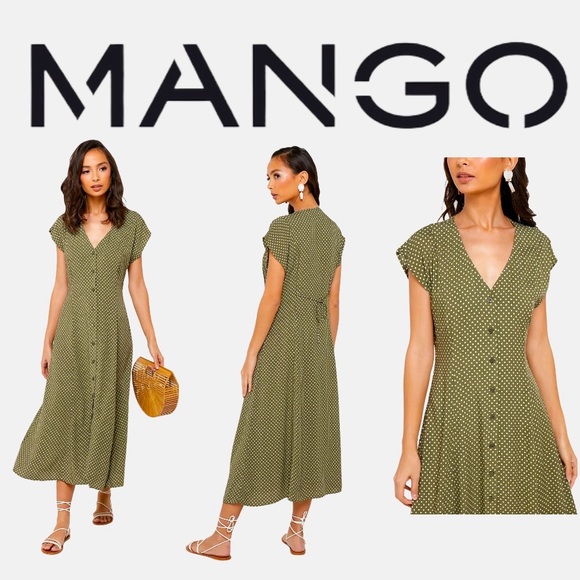 Mango Dresses & Skirts - Mango Button Through Dot Print Dress